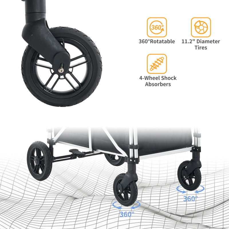 wanan Stroller Wagon For 4 Kids Wagon Cart Featuring 4 High Seat With 5 point Harnesses And Adjustable Canopy Foldable Double Push Bar Wagon Stroller For Garden Stroller Camping Wayfair Canada